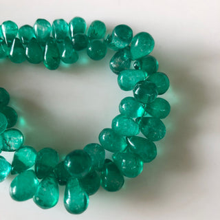 12mm to 21mm Emerald Color Coated Crystal Quartz Broiolette Beads, Green Teardrop Plain Smooth Quartz Briolette Bead, 8"/4" Strand, GDS1863