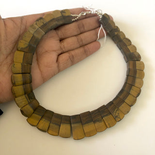 Natural Tiger Eyes Layout Necklace Gemstone Bib Necklace Collar Necklace, Both Side wearable Rough and Matte 11"/13mm To 23mm, GDS1907