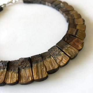 Natural Tiger Eyes Layout Necklace Gemstone Bib Necklace Collar Necklace, Both Side wearable Rough and Matte 11"/13mm To 23mm, GDS1907