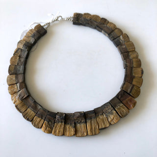 Natural Tiger Eyes Layout Necklace Gemstone Bib Necklace Collar Necklace, Both Side wearable Rough and Matte 11"/13mm To 23mm, GDS1907