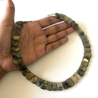 Natural Labradorite Layout Necklace, Bib Necklace, Cleopatra Necklace, Graduated Collar Necklace, 12" 11x9mm To 15x10mm 43 Pieces, GDS1910