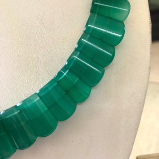 Natural Green Onyx Layout Necklace, Bib Necklace, Cleopatra Necklace, Graduated Collar Necklace For Women, 13" 12x9mm To 24x13mm, GDS1912