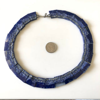 Natural Raw Lapis Lazuli Layout Necklace, Bib Necklace, Cleopatra Necklace, Graduated Collar Necklace For Women, 14" 21mm To 22mm, GDS1913