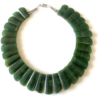 Natural Green Serpentine Layout Necklace Gemstone Bib Necklace Cleopatra Necklace Collar Necklace For Women, 13"/24mm To 31mm, GDS1915