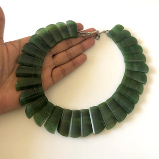 Natural Green Serpentine Layout Necklace Gemstone Bib Necklace Cleopatra Necklace Collar Necklace For Women, 13"/24mm To 31mm, GDS1915