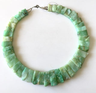 Natural Raw Chrysoprase Layout Necklace Gemstone Bib Necklace Cleopatra Necklace Collar Necklace For Women, 14" 14mm To 27mm, GDS1916