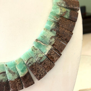 Natural Chrysoprase Layout Necklace Gemstone Bib Necklace Cleopatra Necklace Collar Necklace For Women, 13" 16mm To 29mm 42 Pieces, GDS1917