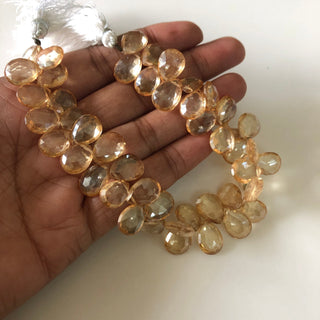 4 Inch/8 Inch Strand 12mm Citrine Color Coated Crystal Quartz Briolette Beads, Pear Shaped Faceted Yellow Quartz Briolette Beads, GDS1869