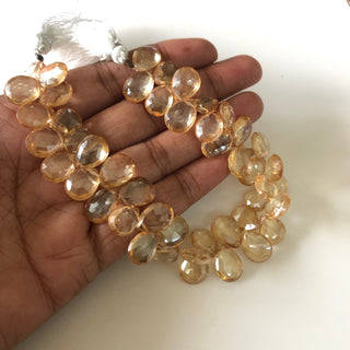 4 Inch/8 Inch Strand 12mm Citrine Color Coated Crystal Quartz Briolette Beads, Pear Shaped Faceted Yellow Quartz Briolette Beads, GDS1869