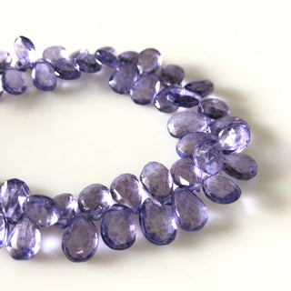 10mm to 12mm 10"/5" Strand Pear Shaped Amethyst Color Coated Crystal Quartz Briolette Beads, Faceted Purple Quartz Briolette Beads, GDS1870