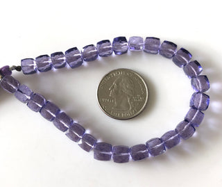 6mm to 7mm Amethyst Color Coated Crystal Quartz Faceted Box Beads, Faceted Amethyst Crystal Box Beads, Sold As 4 Inch/8 Inch Strand, GDS1872