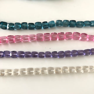 6mm to 7mm Amethyst Color Coated Crystal Quartz Faceted Box Beads, Faceted Amethyst Crystal Box Beads, Sold As 4 Inch/8 Inch Strand, GDS1872