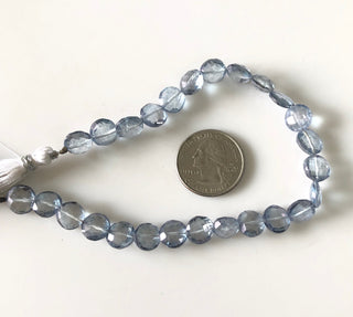 10mm to 11mm Natural Coated Quartz Crystal Faceted Coin Beads, Iolite Color Coated Crystal Beads, Quartz Crystal Jewelry, GDS1877