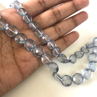 10mm to 11mm Natural Coated Quartz Crystal Faceted Coin Beads, Iolite Color Coated Crystal Beads, Quartz Crystal Jewelry, GDS1877