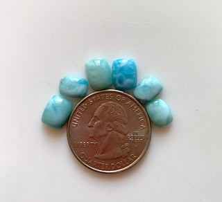 10 Pieces 8x6mm to 9x7mm Each Cushion Shape Natural Larimar Gemstone Cabochons, Smooth Flat Back Larimar Loose Gemstone Cabochon, GDS1923/14