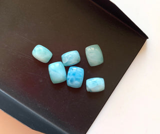 10 Pieces 8x6mm to 9x7mm Each Cushion Shape Natural Larimar Gemstone Cabochons, Smooth Flat Back Larimar Loose Gemstone Cabochon, GDS1923/14