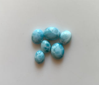 10 Pieces 8x6mm to 9x7mm Each Oval Shaped Natural Larimar Gemstone Cabochons, Smooth Flat Back Larimar Loose Gemstone Cabochon, GDS1923/15