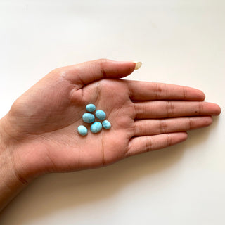 10 Pieces 8x6mm to 9x7mm Each Oval Shaped Natural Larimar Gemstone Cabochons, Smooth Flat Back Larimar Loose Gemstone Cabochon, GDS1923/15