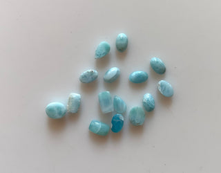 20 Pieces 4x3mm To 5x4mm Mixed Shaped Natural Larimar Gemstone Cabochons, Smooth Flat Back Larimar Loose Gemstone Cabochon, GDS1923/16