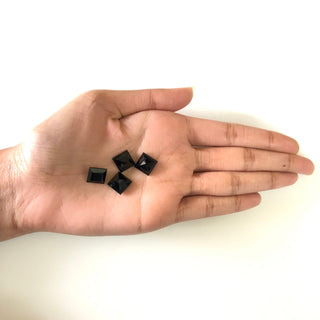 6 Pieces Huge 10mm Princess Square Shape Faceted Black Tourmaline Loose Gemstones, Natural Black Tourmaline Gemstones Jewelry, GDS1924/9