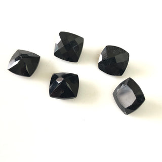 6 Pieces Huge 10mm Each Cushion Shaped Faceted Black Tourmaline Loose Gemstones, Natural Black Tourmaline Gemstones For Jewelry, GDS1924/11