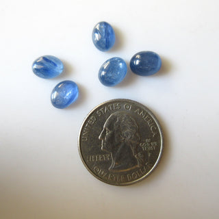 6 Pieces 9x7mm Oval Shaped Natural Blue Kyanite Loose Gemstone Cabochons, Smooth Flat Back Blue Kyanite Cabochon, GDS1924/3