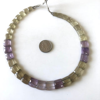 Natural Ametrine Layout Necklace Gemstone Bib Necklace Cleopatra Necklace Collar Necklace For Women, 12"/9mm To 14mm 34 Pieces, GDS1904