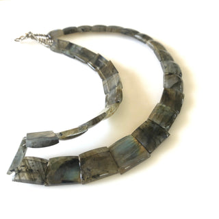 Natural Labradorite Layout Necklace, Bib Necklace, Cleopatra Necklace, Graduated Collar Necklace, 13" 11x12mm To 15x19mm 30 Pieces, GDS1909