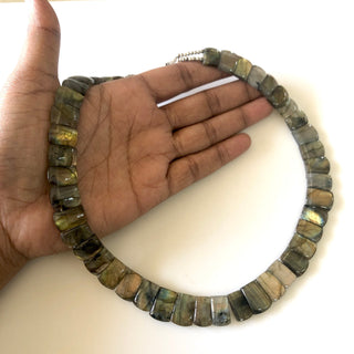 Natural Labradorite Layout Necklace, Bib Necklace, Cleopatra Necklace, Graduated Collar Necklace, 12" 11x9mm To 15x10mm 43 Pieces, GDS1910