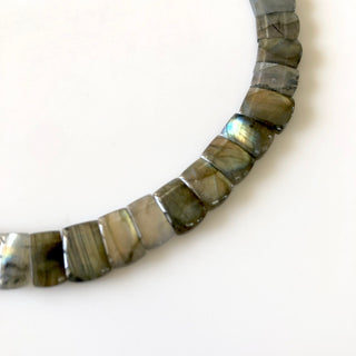 Natural Labradorite Layout Necklace, Bib Necklace, Cleopatra Necklace, Graduated Collar Necklace, 12" 11x9mm To 15x10mm 43 Pieces, GDS1910