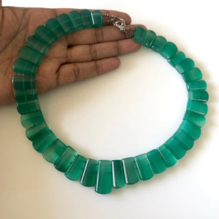 Natural Green Onyx Layout Necklace, Bib Necklace, Cleopatra Necklace, Graduated Collar Necklace For Women, 13" 12x9mm To 24x13mm, GDS1912