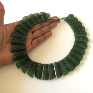 Natural Green Serpentine Layout Necklace Gemstone Bib Necklace Cleopatra Necklace Collar Necklace For Women, 13"/24mm To 31mm, GDS1915