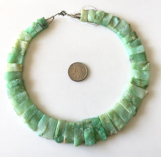 Natural Raw Chrysoprase Layout Necklace Gemstone Bib Necklace Cleopatra Necklace Collar Necklace For Women, 14" 14mm To 27mm, GDS1916