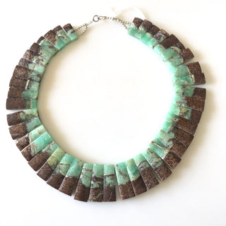 Natural Chrysoprase Layout Necklace Gemstone Bib Necklace Cleopatra Necklace Collar Necklace For Women, 13" 16mm To 29mm 42 Pieces, GDS1917