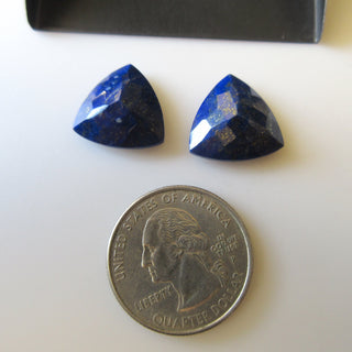 4 Pieces 16x16mm Natural Blue Lapis Lazuli Triangle Shaped Faceted Gemstones Loose, GDS1925/2