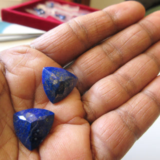 4 Pieces 16x16mm Natural Blue Lapis Lazuli Triangle Shaped Faceted Gemstones Loose, GDS1925/2