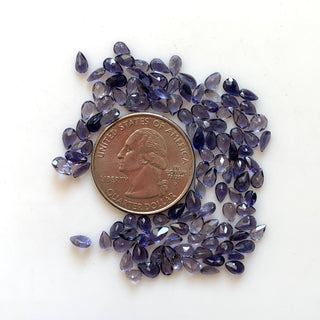 20 Pieces 5x3mm/5x4mm Natural Blue Iolite Pear Shaped Faceted Gemstones Loose, Blue Color Iolite Loose Gemstones, GDS1920/1