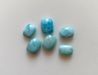 10 Pieces 8x6mm to 9x7mm Each Cushion Shape Natural Larimar Gemstone Cabochons, Smooth Flat Back Larimar Loose Gemstone Cabochon, GDS1923/14