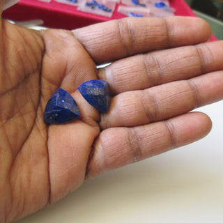 4 Pieces 16x16mm Natural Blue Lapis Lazuli Triangle Shaped Faceted Gemstones Loose, GDS1925/2