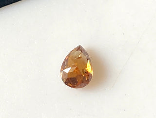 0.25CTW/4.7mm Clear Cognac Brown Pear Shaped Faceted Rose Cut Double Cut Diamond Loose For Ring DDS641/4