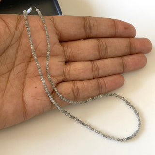 2mm To 2.5mm Grey Raw Uncut Smooth Round Natural Diamond Beads, Conflict Free Gray River Rough Diamond, Sold As 4/8/16 Inch Strand, DDS671/2