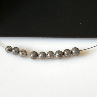 2mm To 3mm Natural Grey Smooth Polished Round Diamond Beads, Gray Diamond Ball Shape Beads, Rare Diamonds, Sold As 6 Inch/10 Beads, DDS681/1