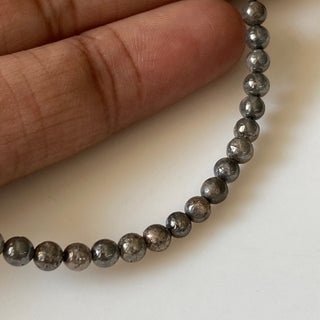 2mm To 3mm Natural Grey Smooth Polished Round Diamond Beads, Gray Diamond Ball Shape Beads, Rare Diamonds, Sold As 6 Inch/10 Beads, DDS681/1