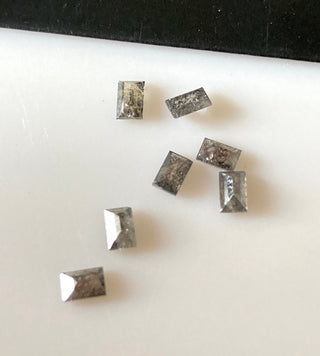 2 Pieces 5x2.5mm Salt And Pepper Baguette Diamonds, Clear White Black Natural Faceted Melee Baguette Accent Diamonds, DDS680/16