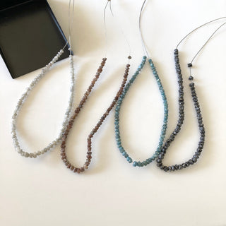 4/8/16 Inches 3mm Black Raw Diamond Natural Round Beads, 0.5mm Drill Rough Diamond Uncut Beads, Conflict Free Earth Mined Diamond, DDS671/6