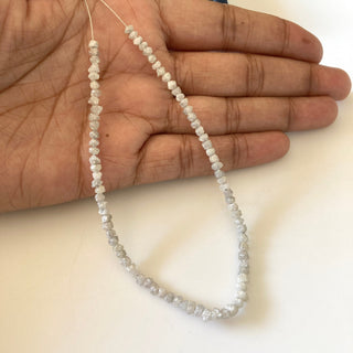 4/8/16 Inches 3mm White Raw Diamond Natural Round Beads, 0.5mm Drill Rough Diamond Uncut Beads, Conflict Free Earth Mined Diamond, DDS671/4