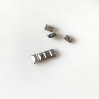 2 Pieces 5x2.5mm Salt And Pepper Baguette Diamonds, Clear White Black Natural Faceted Melee Baguette Accent Diamonds, DDS680/16