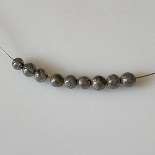 2mm To 3mm Natural Grey Smooth Polished Round Diamond Beads, Gray Diamond Ball Shape Beads, Rare Diamonds, Sold As 6 Inch/10 Beads, DDS681/1