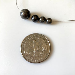 4 Pieces Huge 4.5mm To 9.5mm Natural Black Smooth Polished Round Diamond Beads, Rare Diamond Ball Shape Beads, DDS681/4