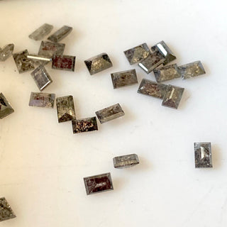 2 Pieces 5x2.5mm Salt And Pepper Baguette Diamonds, Clear White Black Natural Faceted Melee Baguette Accent Diamonds, DDS680/16